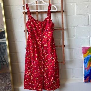 Vintage Red Floral Dress